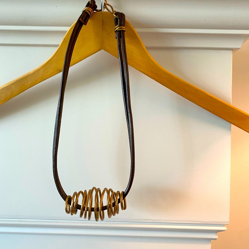Artisan crafted copper / leather necklace